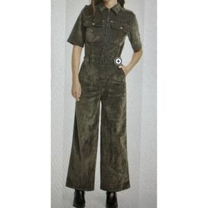 Universal Thread Soft One Piece Jumpsuit Olive Green Wide Leg Short Sleeve 8 NWT